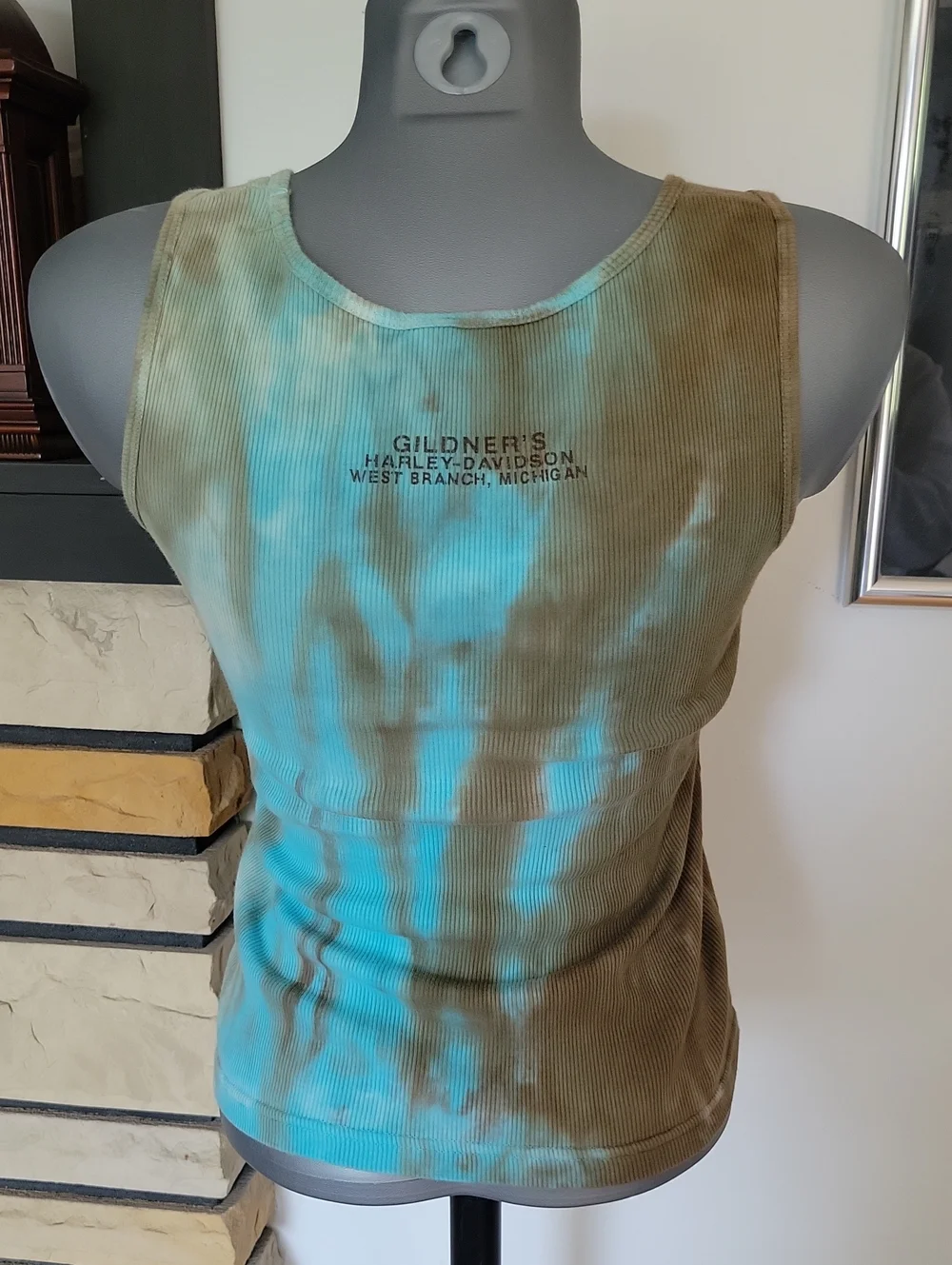Harley-Davidson Tank Top Medium Blue Tie-dye Vintage